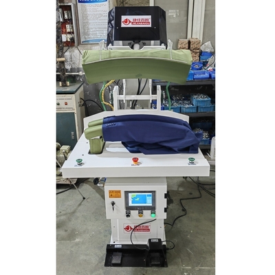 Professionele blazer pak met dubbele mouw elleboog achter naad pers machine stoompers systeem